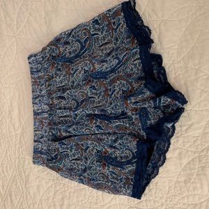 Blue and orange flowy shorts